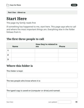Page 6: Start Here: the first three people to call