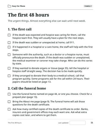 Page 51: For your family: the first 48 hours