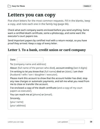 Page 58: Letters your family can copy